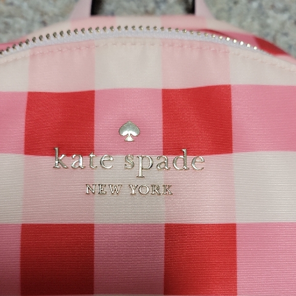Kate Spade Red and White Checkered Backpack - Picture 2 of 5